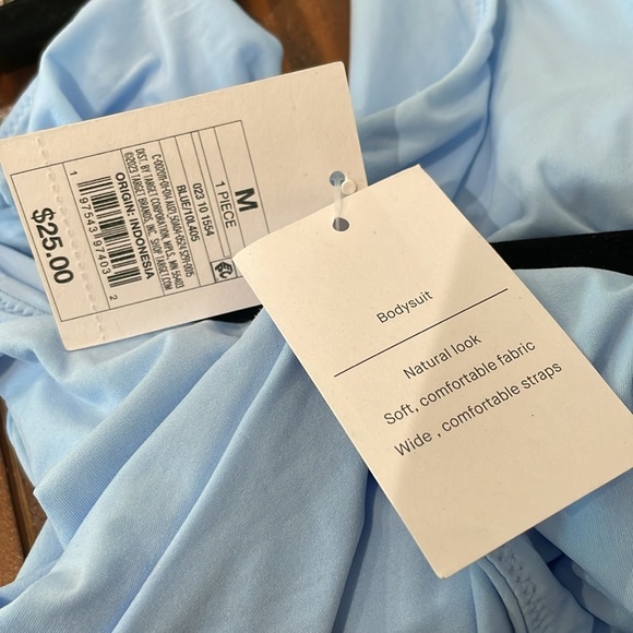 Auden Light Blue 4-Way Stretch Tank Bodysuit Size Medium NWT - Picture 9 of 12